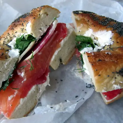 Smoked Salmon on Bagels with Cream Cheese